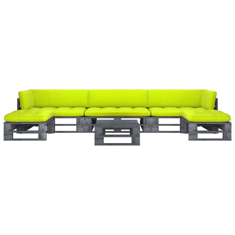 vidaXL 6-tlg. Paletten-Lounge-Set Grau Imprägniertes Kiefernholz vidaXL 6-tlg. Paletten-Lounge-Set Grau Imprägniertes Kiefernholz