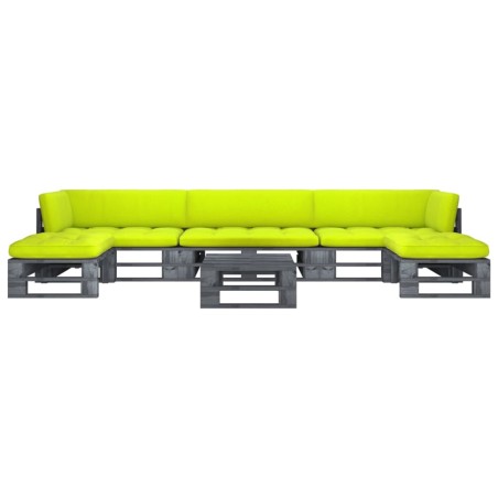 vidaXL 6-tlg. Paletten-Lounge-Set Grau Imprägniertes Kiefernholz