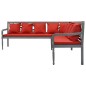 4-tlg. Garten-Lounge-Set Massivholz Akazie Grau und Rot 4-tlg. Garten-Lounge-Set Massivholz Akazie Grau und Rot