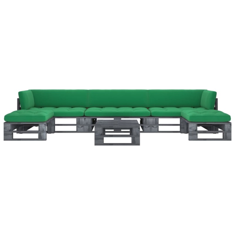 vidaXL 6-tlg. Paletten-Lounge-Set Grau Imprägniertes Kiefernholz vidaXL 6-tlg. Paletten-Lounge-Set Grau Imprägniertes Kiefernholz