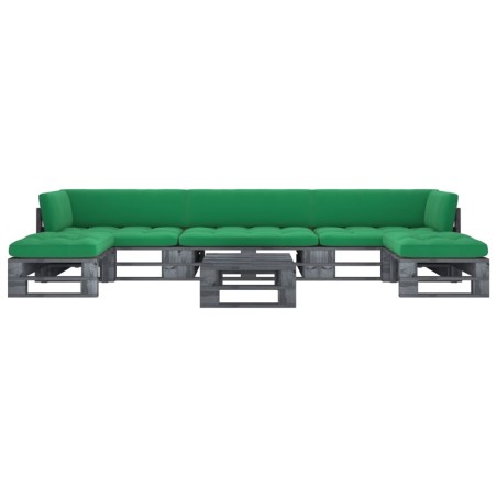 vidaXL 6-tlg. Paletten-Lounge-Set Grau Imprägniertes Kiefernholz
