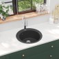 vidaXL Granitspüle Einzelbecken Rund Schwarz vidaXL Granitspüle Einzelbecken Rund Schwarz