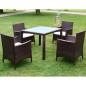 5-tlg. Garten-Essgruppe mit Auflagen Poly Rattan Braun 5-tlg. Garten-Essgruppe mit Auflagen Poly Rattan Braun
