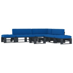 vidaXL 6-tlg. Paletten-Lounge-Set Schwarz Imprägniertes Kiefernholz