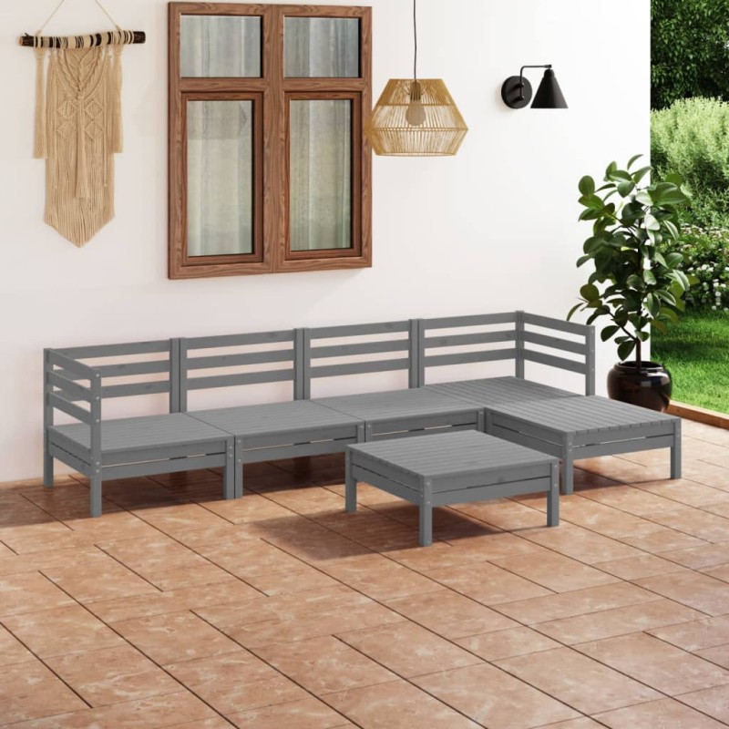 vidaXL 6-tlg. Garten-Lounge-Set Massivholz Kiefer Grau vidaXL 6-tlg. Garten-Lounge-Set Massivholz Kiefer Grau