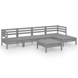 vidaXL 6-tlg. Garten-Lounge-Set Massivholz Kiefer Grau