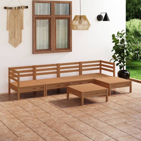 vidaXL 6-tlg. Garten-Lounge-Set Massivholz Kiefer Honigbraun