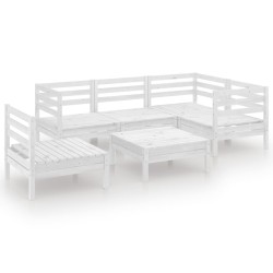 vidaXL 6-tlg. Garten-Lounge-Set Massivholz Kiefer Weiß