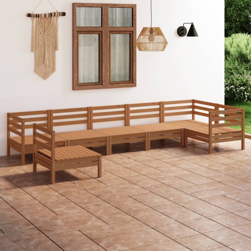 vidaXL 7-tlg. Garten-Lounge-Set Massivholz Kiefer Honigbraun vidaXL 7-tlg. Garten-Lounge-Set Massivholz Kiefer Honigbraun