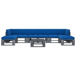 vidaXL 6-tlg. Paletten-Lounge-Set Grau Imprägniertes Kiefernholz