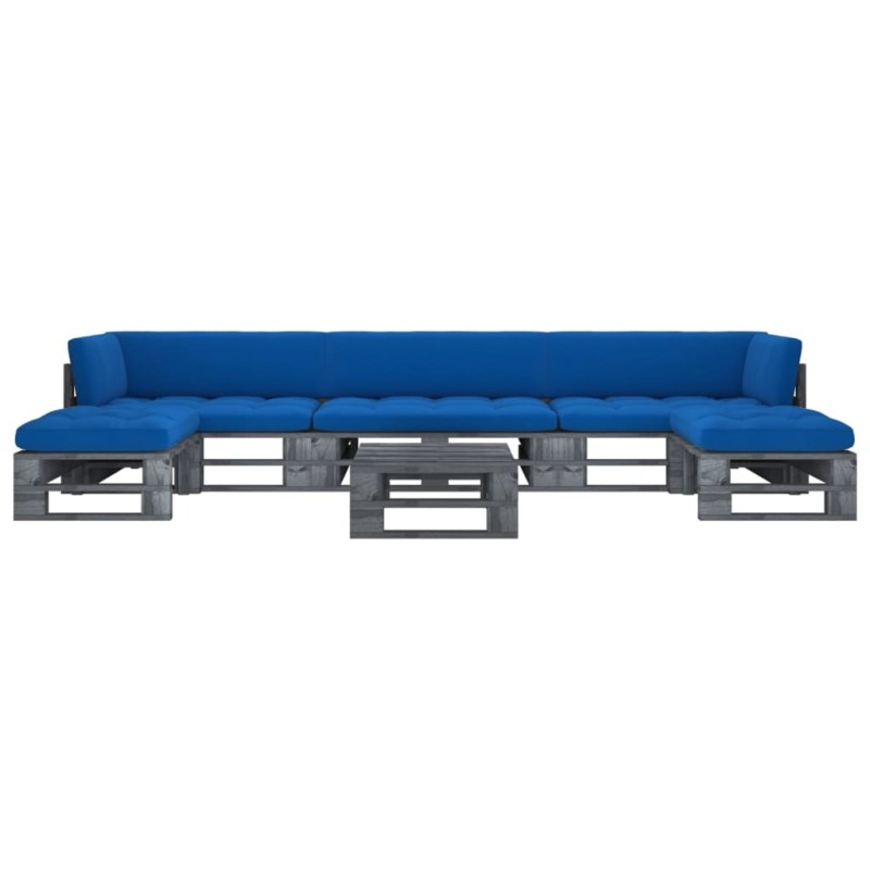 vidaXL 6-tlg. Paletten-Lounge-Set Grau Imprägniertes Kiefernholz vidaXL 6-tlg. Paletten-Lounge-Set Grau Imprägniertes Kiefernholz