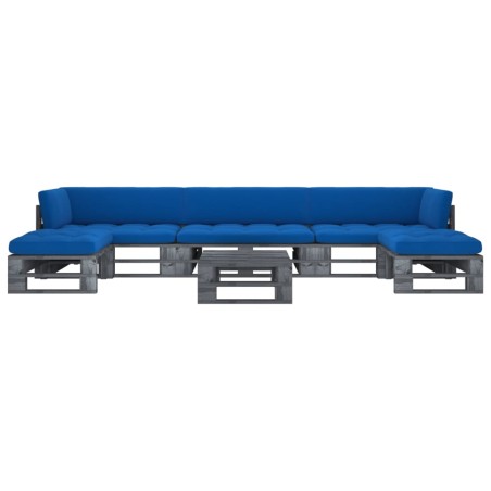 vidaXL 6-tlg. Paletten-Lounge-Set Grau Imprägniertes Kiefernholz
