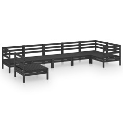 vidaXL 7-tlg. Garten-Lounge-Set Massivholz Kiefer Schwarz