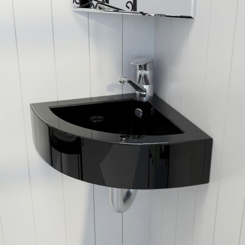 vidaXL Waschbecken mit Überlauf 45 x 32 x 12,5 cm Schwarz vidaXL Waschbecken mit Überlauf 45 x 32 x 12,5 cm Schwarz