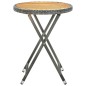 vidaXL Beistelltisch Grau 60 cm Poly Rattan und Akazie Massivholz vidaXL Beistelltisch Grau 60 cm Poly Rattan und Akazie Massivholz
