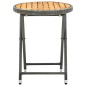 vidaXL Beistelltisch Grau 60 cm Poly Rattan und Akazie Massivholz vidaXL Beistelltisch Grau 60 cm Poly Rattan und Akazie Massivholz
