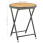 vidaXL Beistelltisch Grau 60 cm Poly Rattan und Akazie Massivholz vidaXL Beistelltisch Grau 60 cm Poly Rattan und Akazie Massivholz
