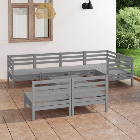 vidaXL 8-tlg. Garten-Lounge-Set Massivholz Kiefer Grau