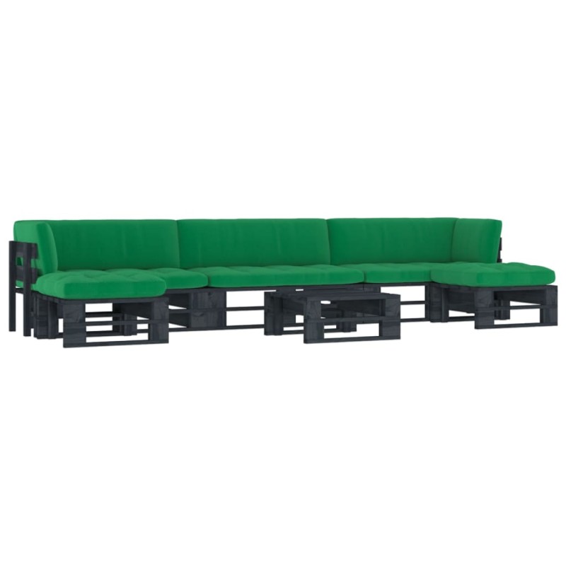 vidaXL 6-tlg. Paletten-Lounge-Set Schwarz Imprägniertes Kiefernholz vidaXL 6-tlg. Paletten-Lounge-Set Schwarz Imprägniertes Kiefernholz
