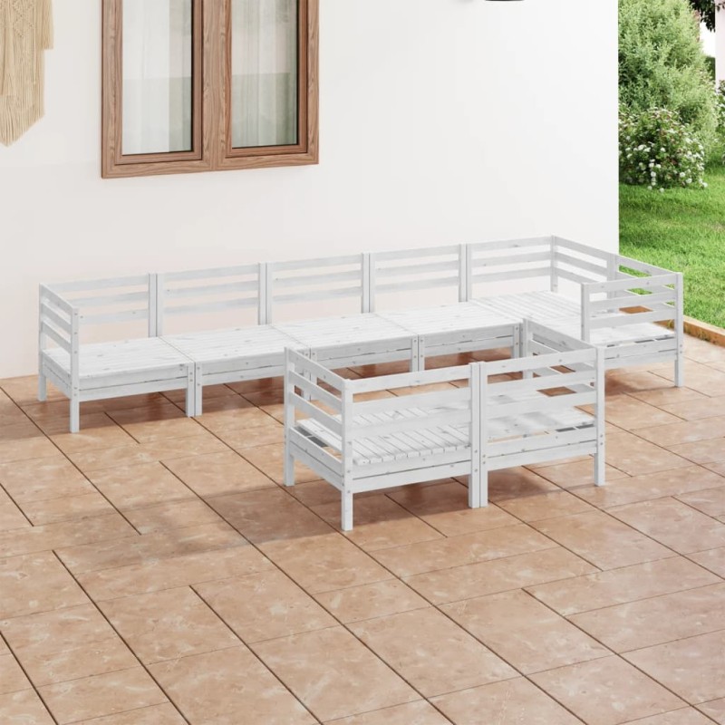 vidaXL 8-tlg. Garten-Lounge-Set Massivholz Kiefer Weiß vidaXL 8-tlg. Garten-Lounge-Set Massivholz Kiefer Weiß