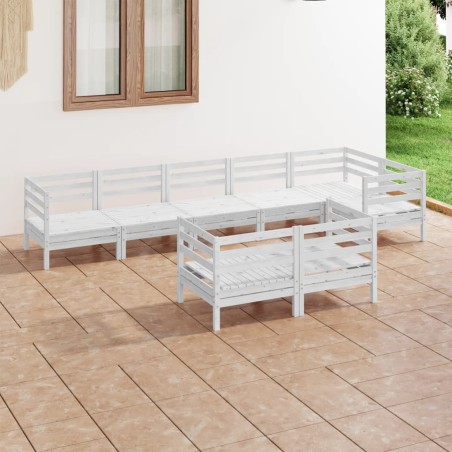vidaXL 8-tlg. Garten-Lounge-Set Massivholz Kiefer Weiß