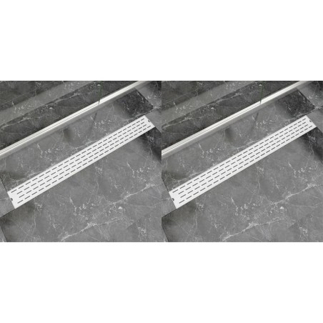vidaXL Lineare Duschrinnen 2 Stk. Linien 1030 x 140 mm Edelstahl