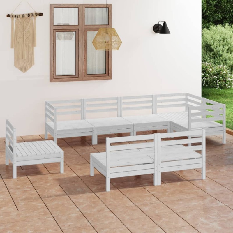 vidaXL 8-tlg. Garten-Lounge-Set Massivholz Kiefer Weiß vidaXL 8-tlg. Garten-Lounge-Set Massivholz Kiefer Weiß