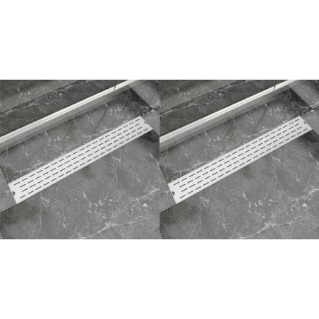 vidaXL Lineare Duschrinnen 2 Stk. Linien 830 x 140 mm Edelstahl