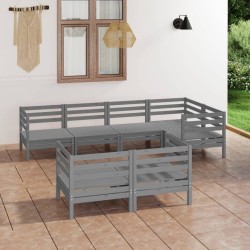 vidaXL 7-tlg. Garten-Lounge-Set Massivholz Kiefer Grau