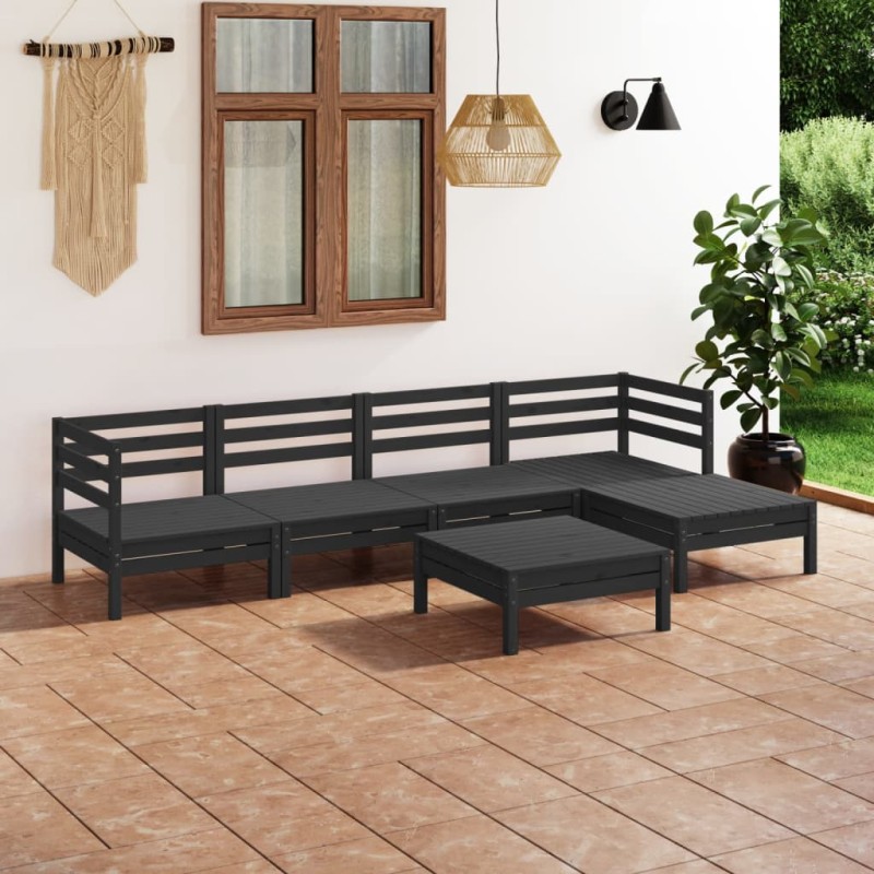 vidaXL 6-tlg. Garten-Lounge-Set Massivholz Kiefer Schwarz vidaXL 6-tlg. Garten-Lounge-Set Massivholz Kiefer Schwarz