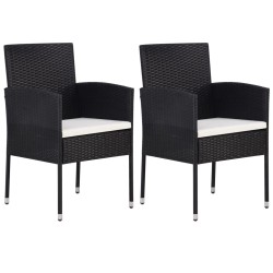 vidaXL Gartenstühle 2 Stk. Poly-Rattan Schwarz