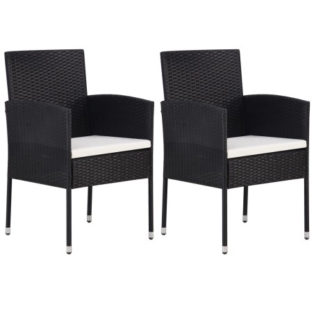 vidaXL Gartenstühle 2 Stk. Poly-Rattan Schwarz