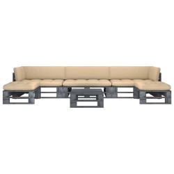 vidaXL 6-tlg. Paletten-Lounge-Set Grau Imprägniertes Kiefernholz