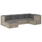 vidaXL 6-tlg. Garten-Lounge-Set mit Kissen Grau Poly Rattan vidaXL 6-tlg. Garten-Lounge-Set mit Kissen Grau Poly Rattan