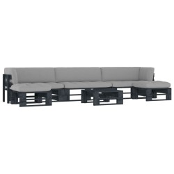 vidaXL 6-tlg. Paletten-Lounge-Set Schwarz Imprägniertes Kiefernholz