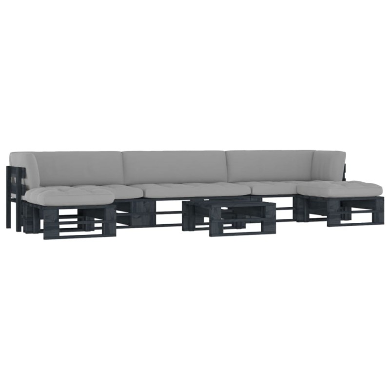 vidaXL 6-tlg. Paletten-Lounge-Set Schwarz Imprägniertes Kiefernholz vidaXL 6-tlg. Paletten-Lounge-Set Schwarz Imprägniertes Kiefernholz