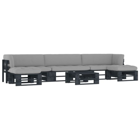 vidaXL 6-tlg. Paletten-Lounge-Set Schwarz Imprägniertes Kiefernholz