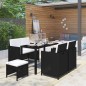 6-tlg. Garten-Essgruppe mit Auflagen Poly Rattan Schwarz 6-tlg. Garten-Essgruppe mit Auflagen Poly Rattan Schwarz