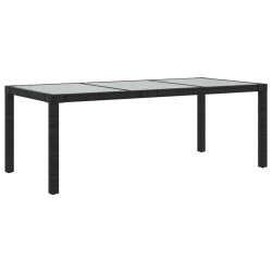 vidaXL Gartentisch Schwarz 190x90x75 cm Gehärtetes Glas Poly Rattan