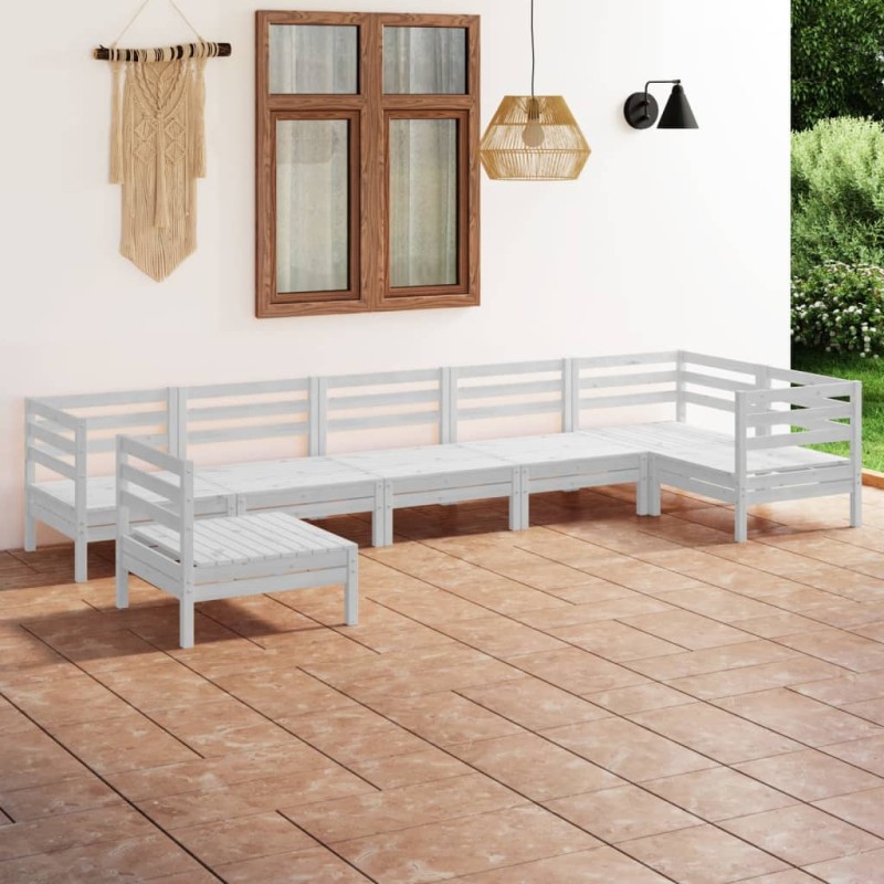 vidaXL 7-tlg. Garten-Lounge-Set Massivholz Kiefer Weiß vidaXL 7-tlg. Garten-Lounge-Set Massivholz Kiefer Weiß
