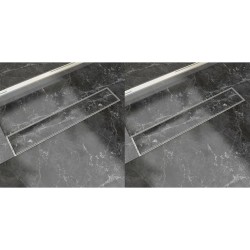 vidaXL Lineare Duschrinnen 2 Stk. 630 x 140 mm Edelstahl