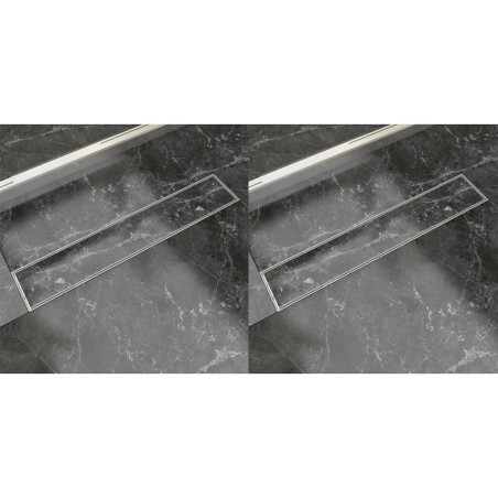 vidaXL Lineare Duschrinnen 2 Stk. 630 x 140 mm Edelstahl