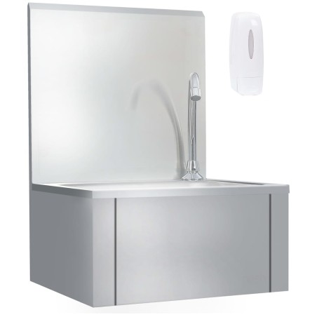 vidaXL Handwaschbecken mit Wasserhahn und Seifenspender Edelstahl 