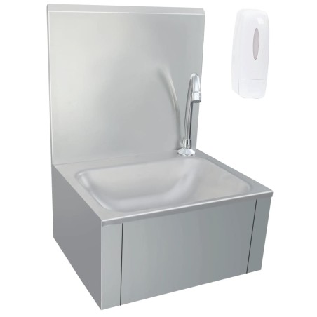 vidaXL Handwaschbecken mit Wasserhahn und Seifenspender Edelstahl 