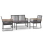 vidaXL 4-tlg. Garten-Lounge-Set mit Kissen Schwarz Stahl vidaXL 4-tlg. Garten-Lounge-Set mit Kissen Schwarz Stahl
