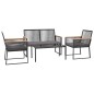 vidaXL 4-tlg. Garten-Lounge-Set mit Kissen Schwarz Stahl vidaXL 4-tlg. Garten-Lounge-Set mit Kissen Schwarz Stahl