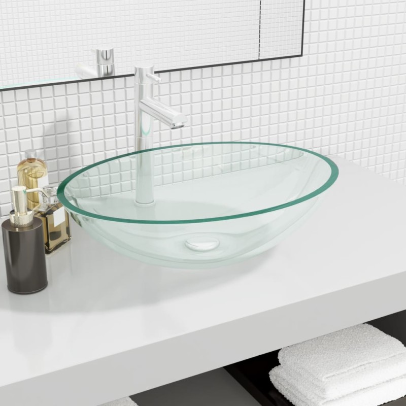vidaXL Waschbecken Glas 50x37x14 cm Transparent vidaXL Waschbecken Glas 50x37x14 cm Transparent