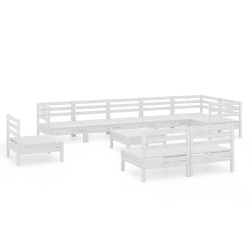 vidaXL 10-tlg. Garten-Lounge-Set Massivholz Kiefer Weiß