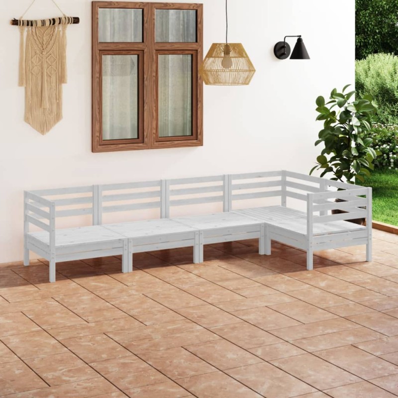 vidaXL 5-tlg. Garten-Lounge-Set Massivholz Kiefer Weiß vidaXL 5-tlg. Garten-Lounge-Set Massivholz Kiefer Weiß