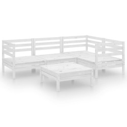 vidaXL 5-tlg. Garten-Lounge-Set Massivholz Kiefer Weiß